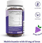 BeLive Iron Gummies - Multivitamin Iron Supplement with Vitamin C, A, B & Zinc, Supports Blood Oxygen, Vegan Supplements for Women, Men & Kids for Growth and Development - Grape Flavor | 5-Pack