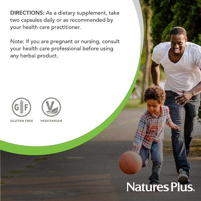 NaturesPlus Herbal Actives InflamActin - 60 Vegetarian Capsules - Herbal Supplement with Turmeric & Bromelain - Supports Adaptogenic Function - Vegan, Gluten-Free - 30 Servings