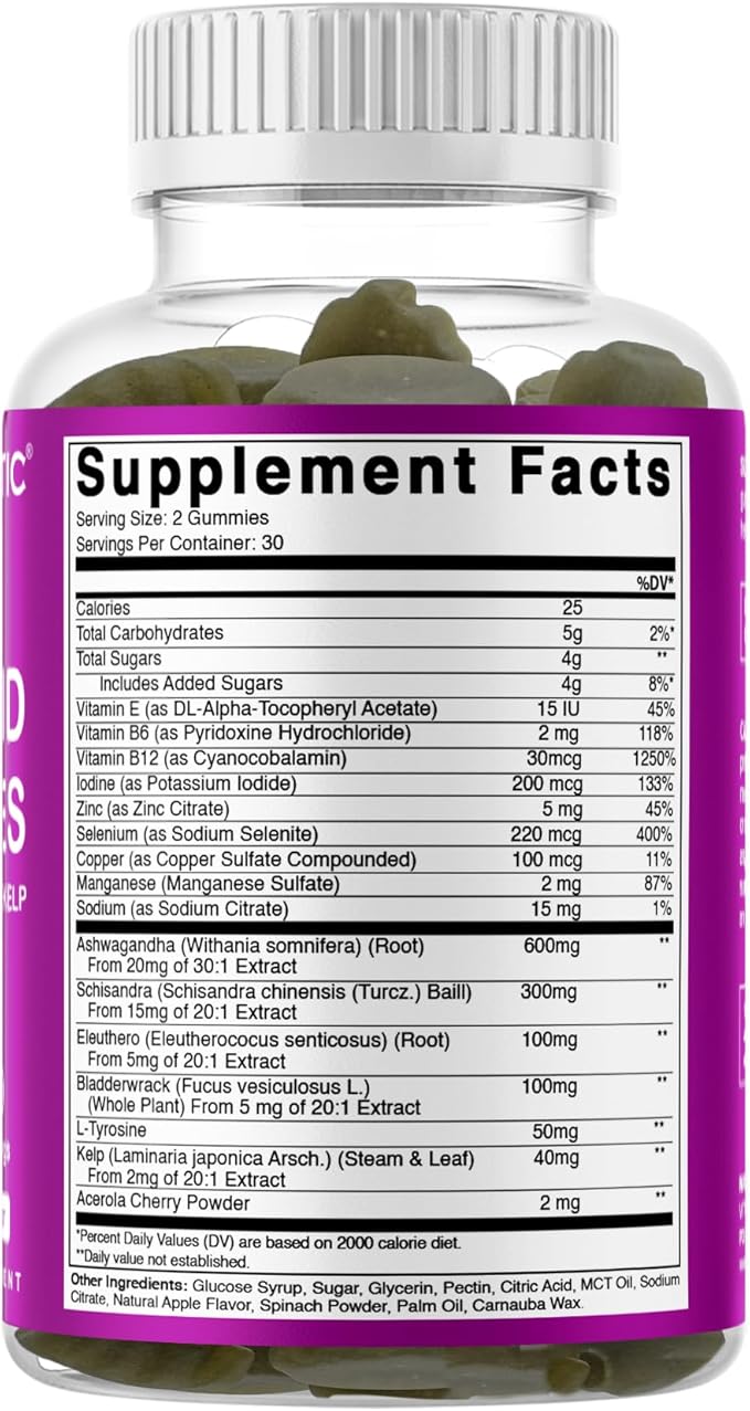 Vitamatic 2 Pack Vegan Thyroid Support Gummies with Iodine & Kelp – 60 Count – Plant-Based – Supports Energy & Metabolism