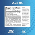 Jarrow Formulas Same Supplement 400 mg - 60 Tablets - High Concentration of Active S,S Form - Supports Joint Health, Liver Function, Brain Metabolism - 60 Servings (Pack of 2)