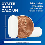 MAJOR Oyster Shell Calcium 500mg - Daily Dietary Supplement for Bone Health and Joint Support, Mineral Supplement for Men and Women, Gluten-Free - 1000 Tablets (2 Pack)