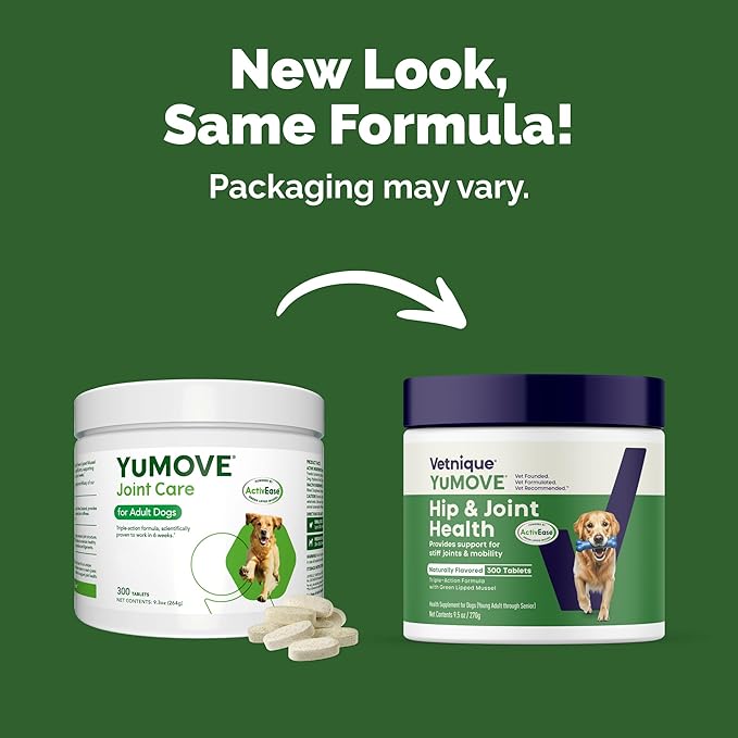 YuMOVE Hip and Joint Supplement for Dogs with Glucosamine for Dogs, Omega 3, Hyaluronic Acid, & Green Lipped Mussel - Dog Joint Supplement - Adult Dogs Tasty Chewable Tablets (300ct Chewable Tablets)