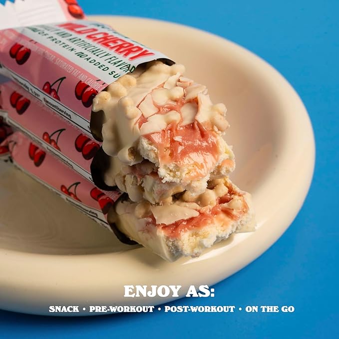 Barebells Protein Bars Wild Cherry - 12 Count, Pack of 2 - 1.9oz Bars - Protein Snacks with 20g of High Protein - White Chocolate Protein Bar with 1g of Total Sugars - On The Go Protein Snack & Breakfast Bars