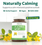 St John's Wort Capsules - Powerful & Potent Saint John's Wort Extract & Whole Herb Complex Standardized to 900mcg Hypericin for Balancing Daily Mood Support - Vegan Non-GMO & Lab Verified (60 Caps)