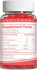 2 Pack Vitamin B2 Gummies - Riboflavin 400mg Supplement with Magnesium for Adults, B2 Gummies for Migraine Relief* & Nervous System Support* - Vegan, Sugar-Free, Raspberry-Lemon Flavor, 120 Count