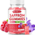MEENCCD Saffron Gummies for Kids & Adults - Saffron Supplements with Magnesium, L-Theanine, Rhodiola, Sugar-Free, Raspberry Flavor, 60 Count