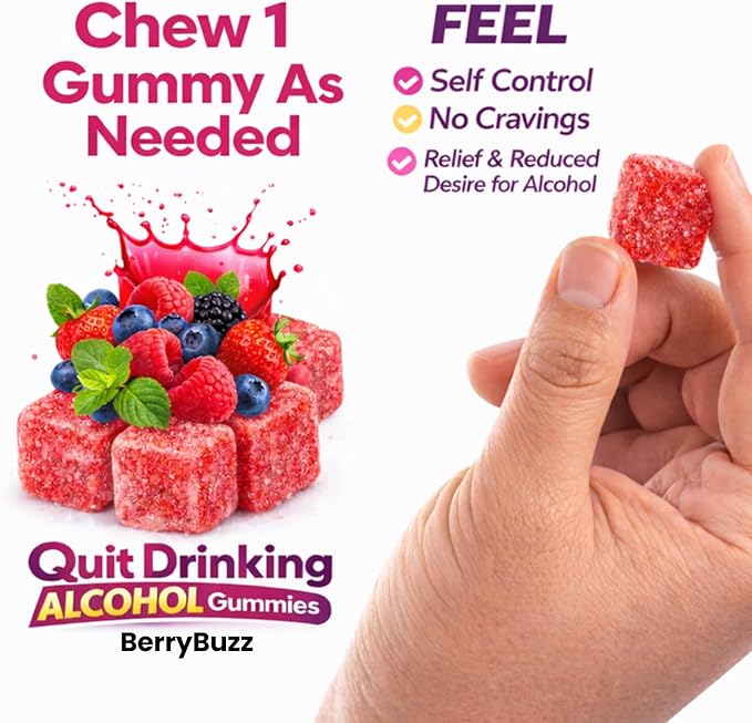 Liver Health, Stop Drinking Alcohol, 100% Drug-Free, Natural, Works Fast, Support Gummies to Help Less Cravings, Suppress Triggers, Before, During & After Quitting