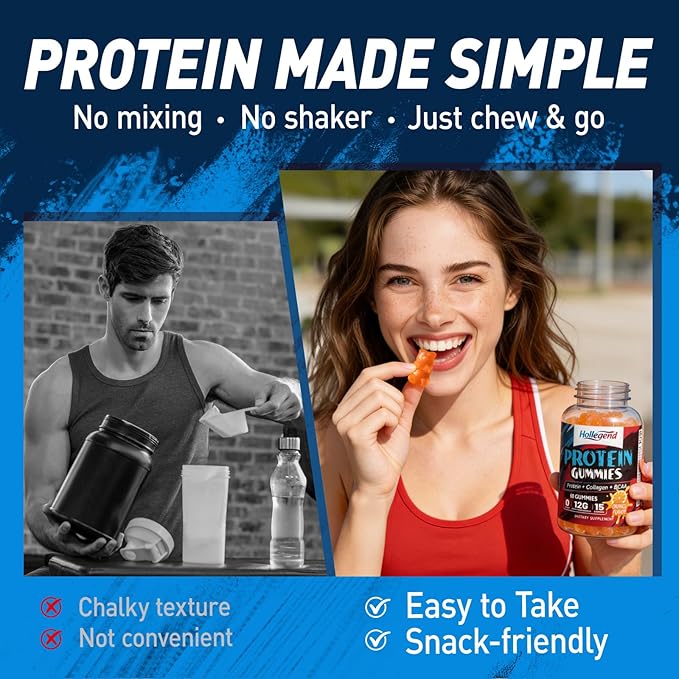 Whey Protein Gummies for Women Men, 12g High Protein Supplements with Collagen & BCAA for Muscle & Energy Recovery, Sugar-Free & Low Calorie Snacks, Orange, 120 Chews
