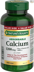 Nature's Bounty Absorbable Calcium 1200mg plus Vitamin D3 1000IU 200 count