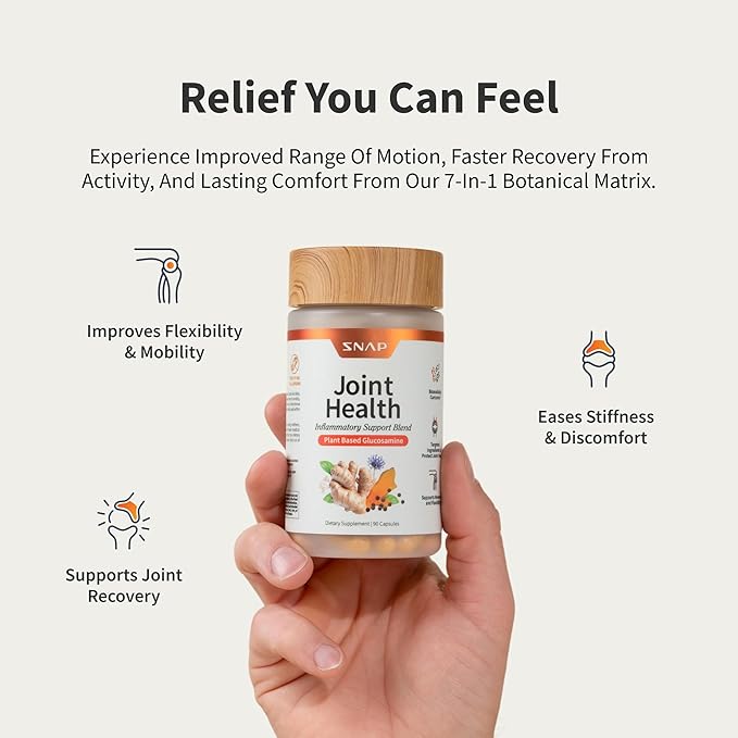 Snap Supplements Joint Health Support Supplement, Plant Based Glucosamine & MSM Supplement, Joint Supplement to Support Movement, Flexibility and Strength, Joint Support Supplement, 90 Capsules