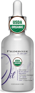 Dr Joe Lab Organic Evening Primrose Oil - USDA Certified - Pure Cold Pressed Virgin Non GMO Vegan Carrier Oil for Skin, Hair, Nails, Face- 1 oz Glass and Dropper - Hydrates & Nourishes