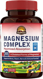 Vitalitown Magnesium Complex Supplement 500mg - NSF Certified Magnesium Glycinate, Malate, Taurate & Citrate - Chelated High Absorption & Gentle on Stomach - Vegan Non-GMO 120 Capsules