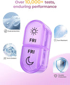 Weekly Pill Organizer 7 Day AM PM - Travel Pill Box 2 Times a Day with One-Hand Easy-Open Lid, 14 Compartments Portable Medicine Case for Daily Vitamins, Fish Oil, Pills and Supplements