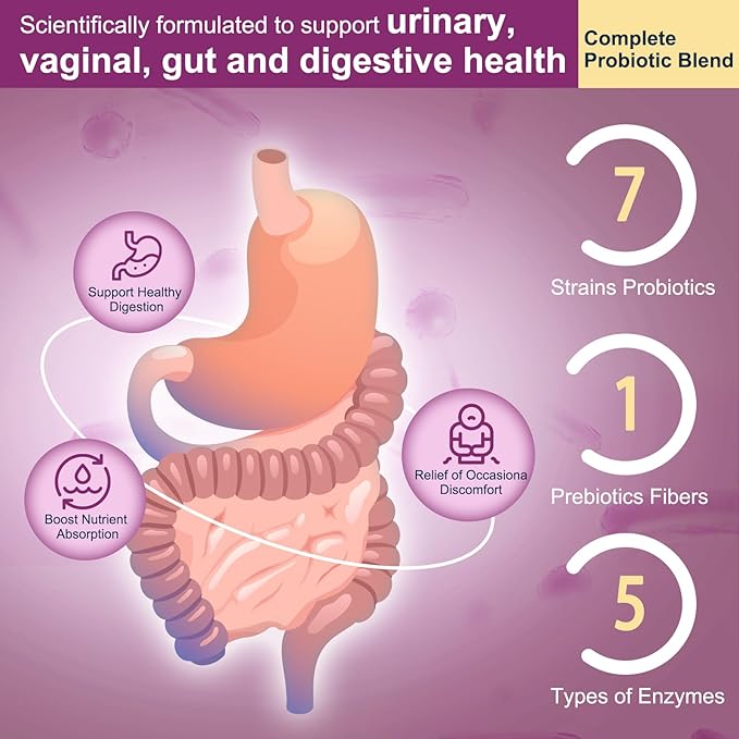 DRFOSTER Urinary Tract Health for Women, Vaginal Probiotics for Women pH Balance with D-Mannose, Cranberry, Probiotics and Prebiotics for Digestive Helath 90 Veggie Capsules
