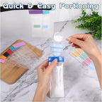 Protein Powder Travel Container Set, Reusable Protein Powder Container Dispenser Supplement with Funnel Spoon Notes 14PCS Single Dose Bags and 2PCS Large Standable Zip Bags for Workout Fitness Travel