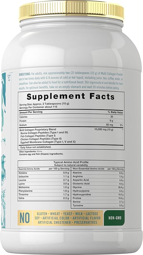 Carlyle Multi Collagen Peptides Powder 40 oz | Type I, II, III, V, X | Supplement Blend with Protein | Multi Food Sourced | Non-GMO, Gluten Free