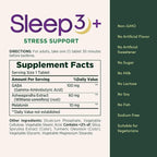 Nature's Bounty Stress Support Plus Melatonin, Sleep3 Maximum Strength 100% Drug Free Sleep Aid, Dietary Supplement with Ashwagandha, Time Release Technology, 10mg, 56 Tri-Layered Tablets