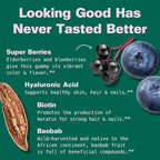 Kuli Kuli Super Gummies - Skin Supplements with Baobab, Elderberry, and Biotin - Helps Support Skin Health - 60 Non-GMO, Gluten-Free Gummies
