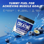 Creatine Monohydrate Gummies 5g – Pre-Workout Energy & Muscle Growth Support for Men & Women | Blueberry Electrolyte Gummies, 120 Count