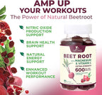 Beet Root Supplement Gummies - Superfood with Beetroot Extract Powder with Vitamin C & Magnesium - Supports Energy Heart Health & Nitric Oxide Production - Red Beets Supplements Gummy - 60 Gummies