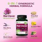 HERBENENERGYflow Red Clover Capsules, 90 Count. Women Health Supplement | Women’s Health Support, Menopause Support & PMS Relief. | Non-GMO, Vegetarian Capsules w/Black Cohosh Dong Quai.