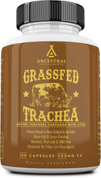 Ancestral Supplements Grass Fed Beef Tracheal Cartilage Supplement with Liver, 3000mg, Immune Health and Joint Support Supplement Promotes Healing, Non-GMO, 180 Capsules