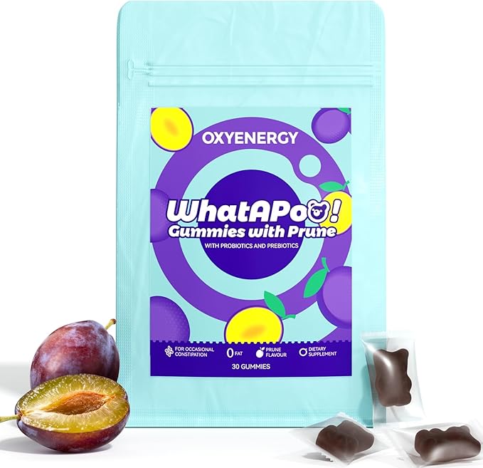 OxyEnergy Prebiotics, Probiotics, Metabolism Gummies for Adults with Prune Digestive Green Coffee Bean & Mulberry Leaf Extract to Support Gut Health, Sugar Metabolism & Energy Release - 30 Gummies