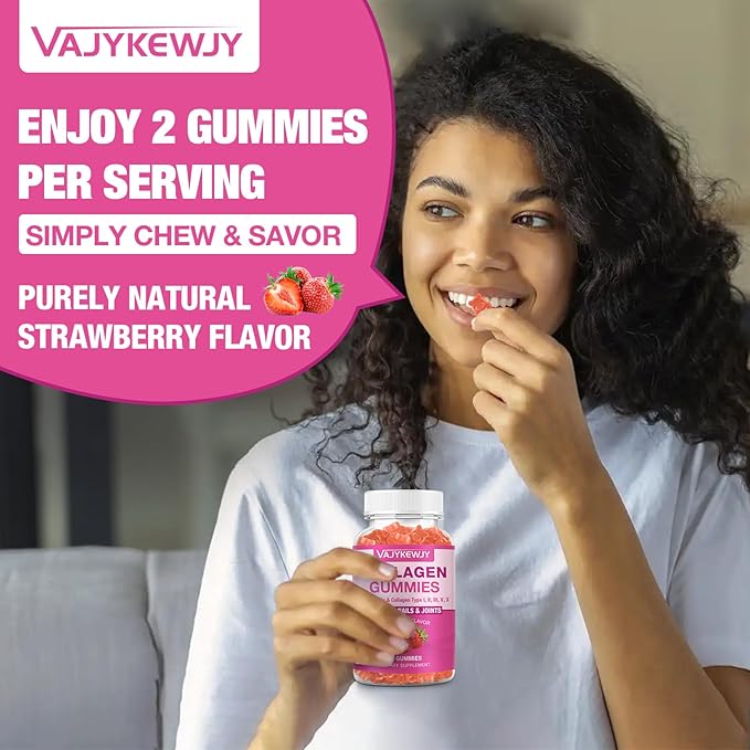 2-Pack Collagen Gummies for Women & Men - with Biotin, Vitamin C, & Zinc for Skin Radiance, Hair Growth, Strong Nails, & Joint Support, 120 Count