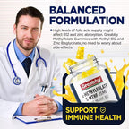 L Methylfolate Gummies, 5MTHF 15 mg with Methyl B12 1000mcg, Methyl Folate Gummies Supplement, Active Form, MTHFR-Friendly, Brain Health & Immune Support, Sugar Free, 60 Gummies