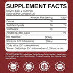 Premium Red Yeast Rice with CoQ10 Gummies for Heart & Cholesterol Support | Sugar Free, Strawberry Flavor | 60 Gummies (30 Day Supply) | Vegan, Non-GMO