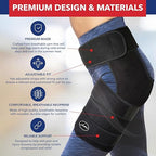 Doctor Developed Strengthening & Stabilizing Hip Brace for Men & Women - Hip Brace for Sciatica Pain Relief - Compression Wrap for Hips Pain- Thigh Supports With Medical Handbook (S/M, Black)