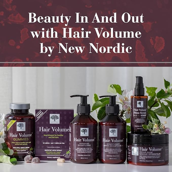 New Nordic Hair Volume Menopause, Supports Healthy Hair Growth During and After Menopause, Pine Bark and Annurca Apple Extract, 30 Tablets