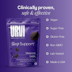 URVI® Sleep Gummies – 1mg Melatonin, 500mg GABA, Lemon Balm, Lavender, Valerian & Passionflower – Relaxation & Restful Sleep – Vegan, Sugar-Free, Gluten-Free – Cherry Flavor, 60 Count