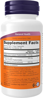NOW Supplements, Hyaluronic Acid 50 mg with MSM, Joint Support*, 60 Veg Capsules
