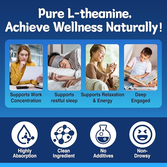 duwhot L Theanine Gummies, 200/400mg L-Theanine Supplement for Adults & Kids, Natural Stress Relief, Relaxation, Zzz & Focus Support Gummy, Organc,Vegan, Low Sugar,Non-Drowsy,Lemon Flavor,60 Chewables