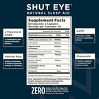 Shut Eye Natural Sleep Aid Supplement for Adults | 5mg Melatonin | Helps Relax and Promote Natural Deep Sleep with Valerian Root, Chamomile & Magnesium | Vegan & Non-GMO | 60 Capsules