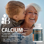Bronson Calcium 1200mg Per Serving Plus Vitamin D3 1000 IU High Potency Formula, Non-GMO, 120 Tablets