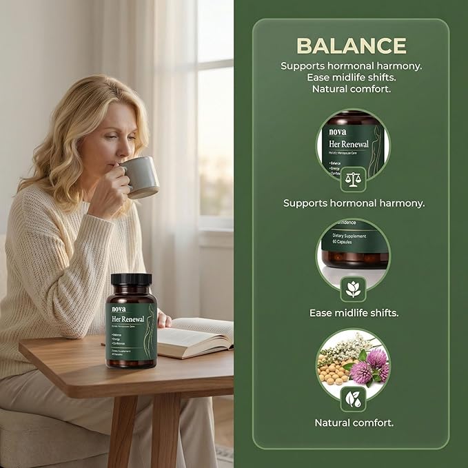 NOVA Menopause Supplements for Women, Menopouse Reliet & Uttaility, Comfort & Daily Well-Being, 60 Count (A)