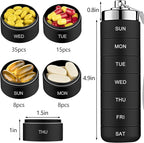 Mossime Metal Pill Organizer Weekly, Stackable Waterproof Travel Pill Box, Large Aluminum Alloy Pill Case Container, BPA Free 7 Day Daily Medicine Organizer for Vitamin, Fish Oil, Supplement