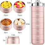 Mossime Metal Travel Pill Organizer, Portable 7 Day Vitamin Organizer Stackable, Waterproof 1 Times A Day Pill Box, Large Pill Container, Daily Medicine Organizer for Vitamin, Fish Oil, Supplement