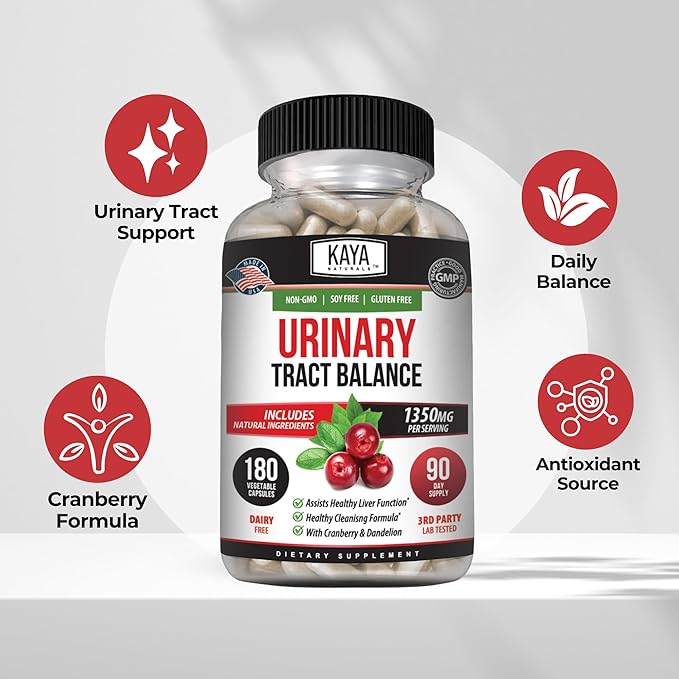 Kaya Naturals - D-Mannose - Urinary Tract UT Cleanse & Bladder Health - Made with Cranberry, Hibiscus & Dandelion Root - D Mannose Capsules Cranberry Supplement - 180 Veggie Capsules