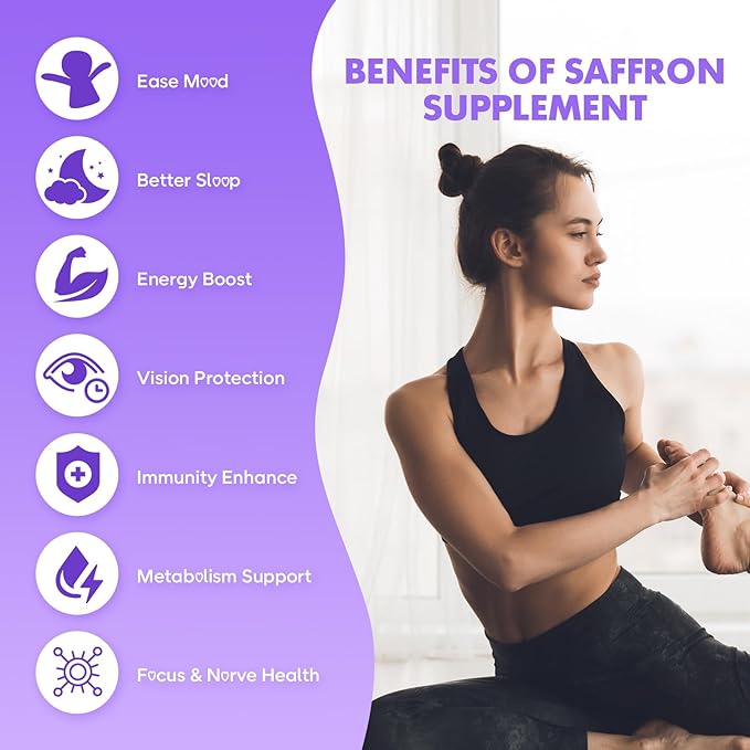 Saffron Gummies 88.5mg - Saffron Supplements with Magnesium, Rhodiola Rosea, Ashwagandha, L-Theanine, Vitamins D3 & B6, Zinc - Supports Antioxidant Function, Pineapple Flavor, 60 Count