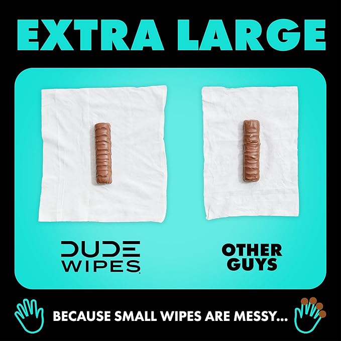 DUDE Wipes Mint Chill Flushable Wipes - Extra-Large Adult Wet Wipes - 3 Pack (144 Count) - Infused with Tea Tree Oil, Vitamin E, and Aloe - Septic and Sewer Safe