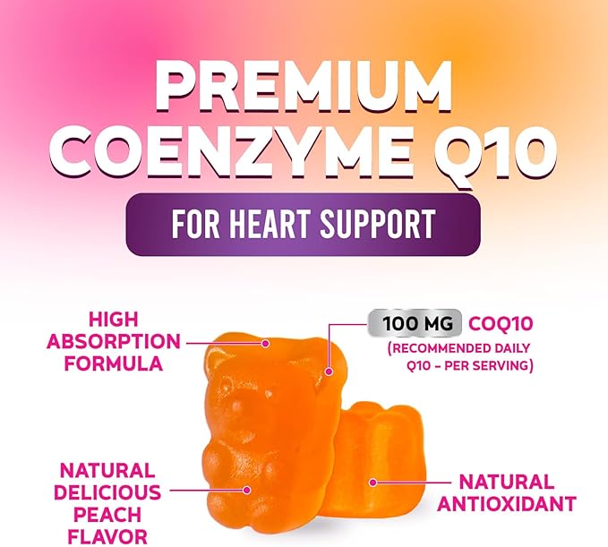 CoQ10 Gummies - Coenzyme Q10 100mg Per Serving - 3X Strength, High Absorption, Antioxidant Supplements for Heart Health Support & Energy Production, Ultra Coq 10 Vitamins Supplement - 30 Gummies