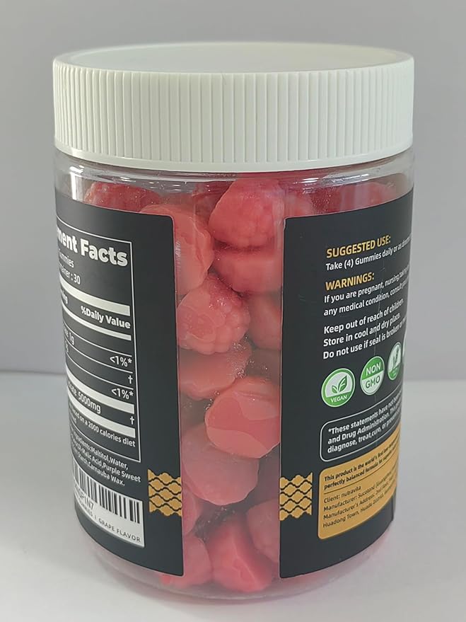 Nutravita Creatine Monohydrate Gummies for Men & Women-5g of Creatine Monohydrate per Serving - Sugar Free,Vegan, Grapes Flavor, 120 Count