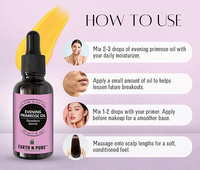 Earth N Pure Evening Primrose Oil for Skin, Hair and Nails Care | Cold Pressed | 100 ML