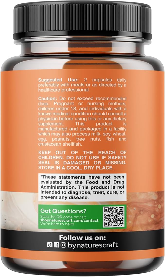 Natures Craft Herbal Thyroid Support Complex - Potent Kelp Iodine Supplement with L Tyrosine, Bladderwrack, Selenium & Pure Ashwagandha for Hormone Balance - Mood & Energy Dietary Pills - 120 Count