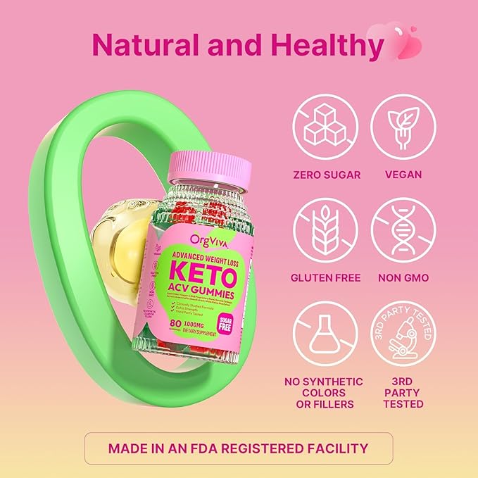 Keto Acv Gummies for Advanced Weight Loss: Apple Cider Vinegar Gummies with Vitamins to Support Digestion, Metabolism, & Immune Health - Sugar Free 80 ct