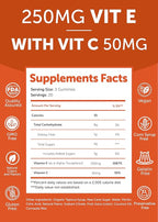 Lunakai USA Made Vitamin E Gummies 400IU with Vitamin C - Delicious, Vegan, Non-GMO Supplement for Daily Skin & Eye Support, 60ct