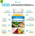 240MG Ginkgo Biloba Gummies | 60 Gummies | Improve Mood and Focus, Brain Health| Pineapple Flavor | Vegan, Non-GMO, Gluten Free Supplement